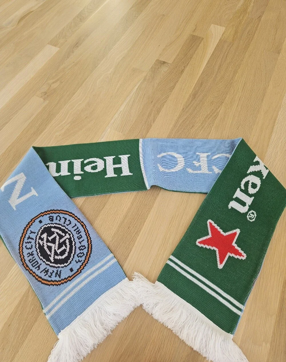 Heineken x NYC FC Football Club Knit Reversible Scarf - Green & Light Blue